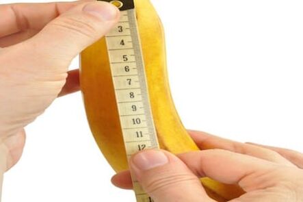 Bananenmessung symboliséiert Penismiessung